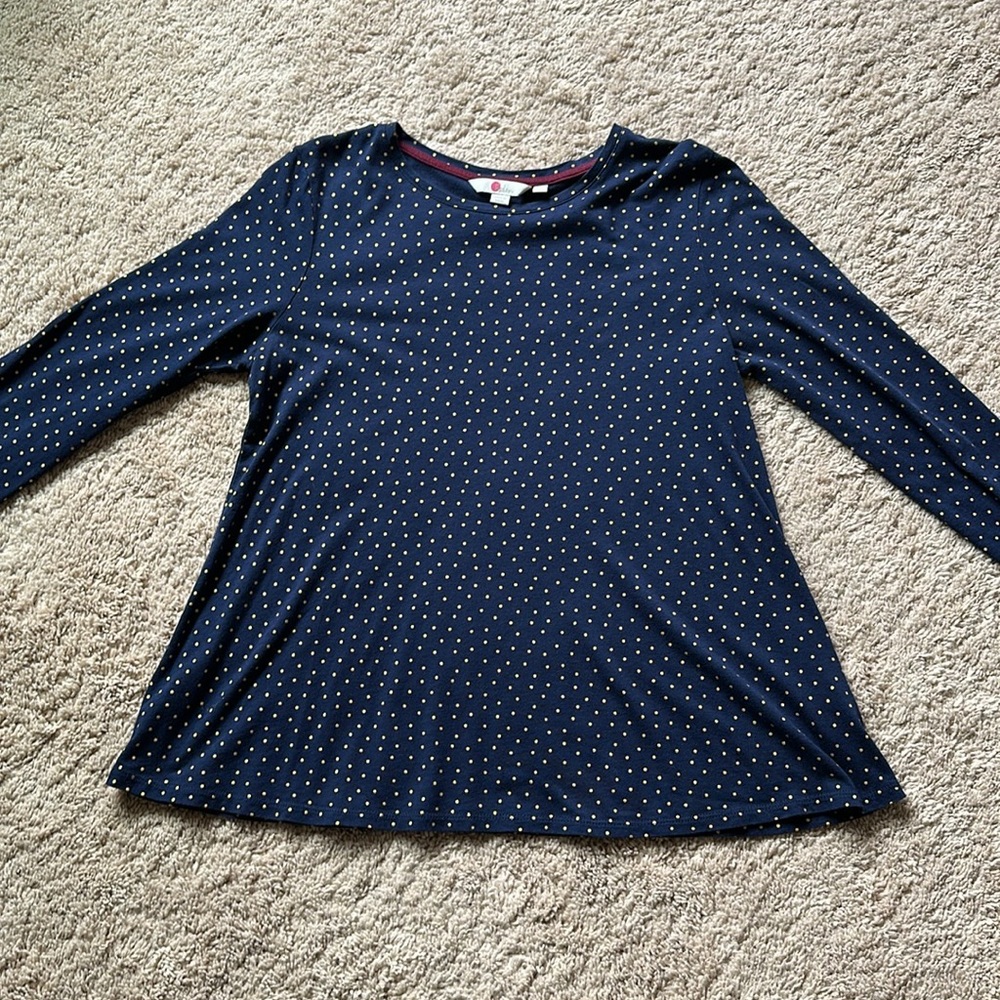 Women’s Boden Navy Gold Polka Dot Top Blouse size Small - Picture 7 of 16